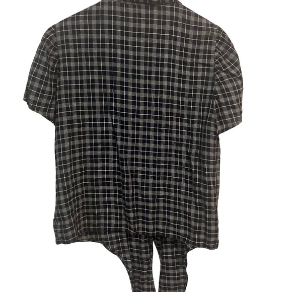 Paper Crown Plaid Button-Up Tie Front Shirt – Size L - Picture 2 of 14